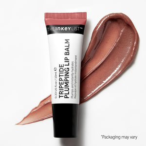 Tube of Tripeptide Lip Balm with swatch behind