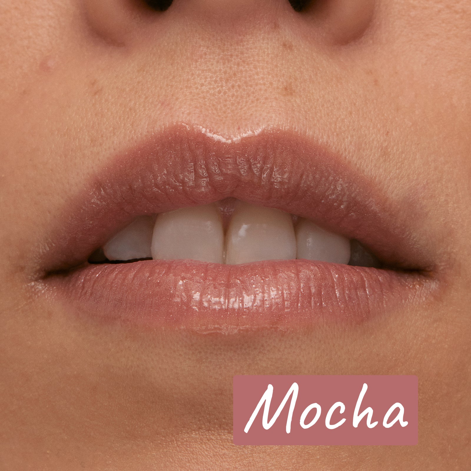 Model wearing Mocha Lip Balm 