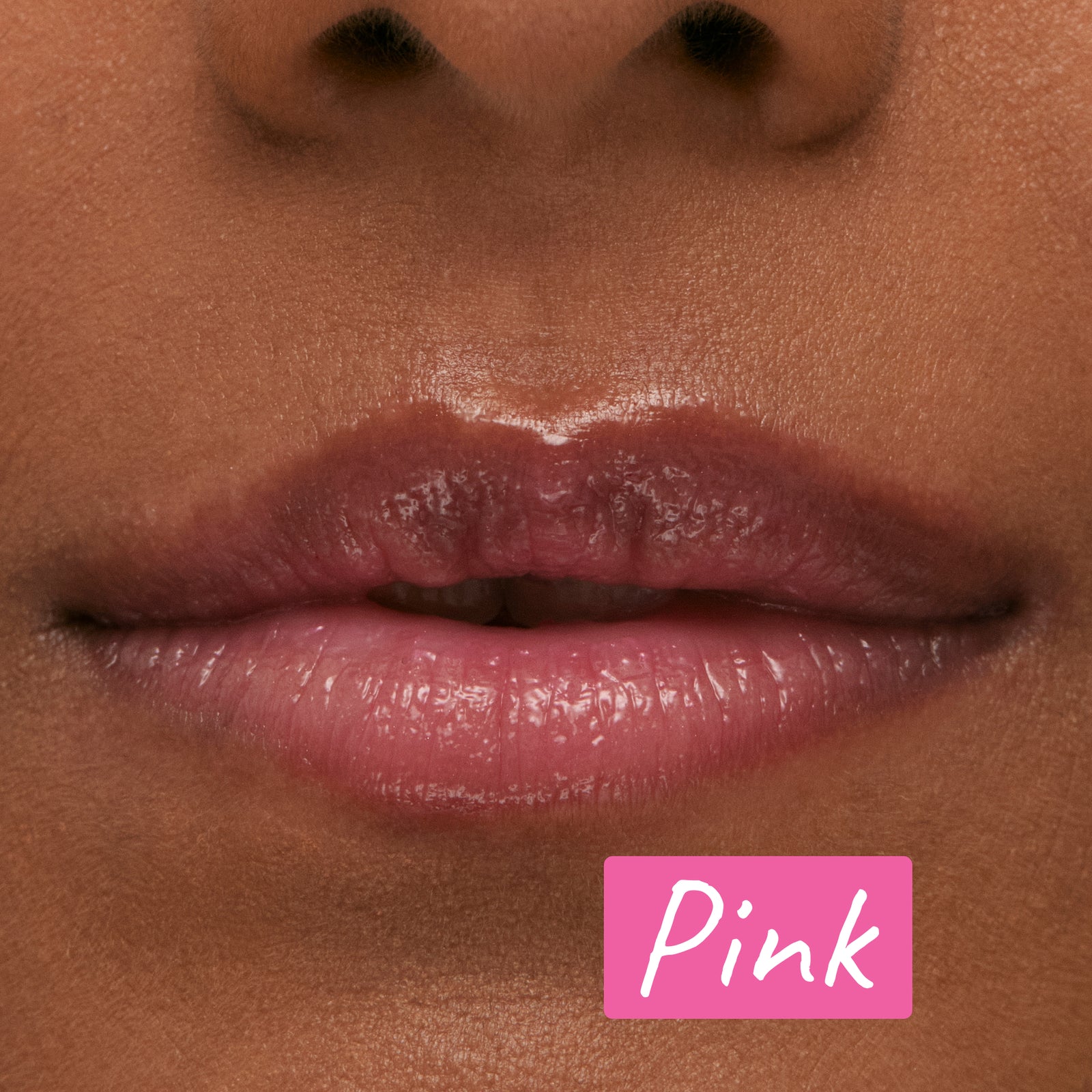 Pink Lip Swatch on model